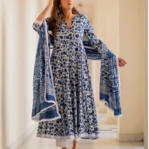 Sita clothing 2 Hand-printed floral Anarkali kurti by Sita Clothing make a description