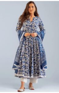 Sita clothing 2 Hand-printed floral Anarkali kurti by Sita Clothing